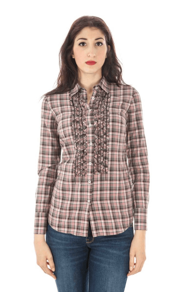 25FRED PERRY CAMICIA MANICHE LUNGHE DONNA ROSA