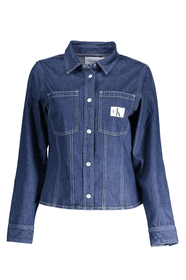 8835CALVIN KLEIN CAMICIA MANICHE LUNGHE DONNA BLU