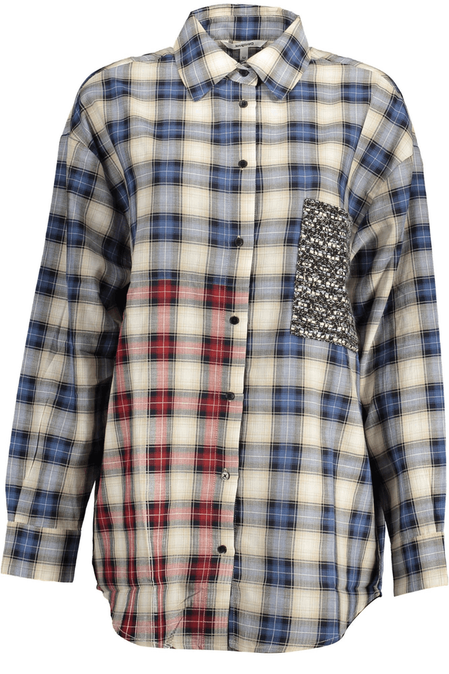 2215DESIGUAL CAMICIA MANICHE LUNGHE DONNA BLU