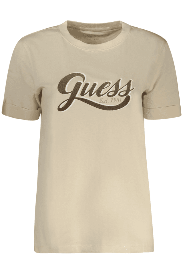 10576GUESS JEANS T-SHIRT MANICHE CORTE DONNA BEIGE