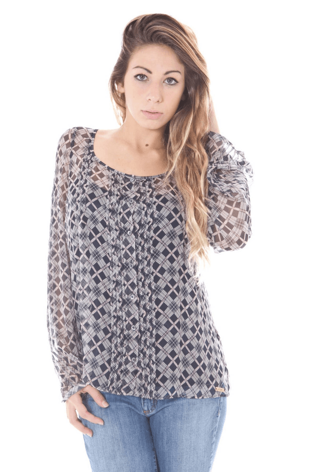 1017JOHN GALLIANO CAMICIA MANICHE LUNGHE DONNA BLU