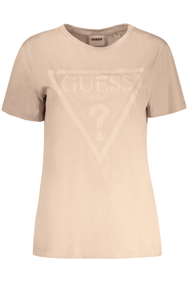 10587GUESS JEANS T-SHIRT MANICHE CORTE DONNA BEIGE