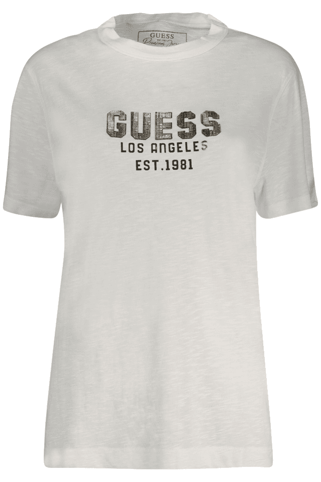 10596GUESS JEANS T-SHIRT MANICHE CORTE DONNA BIANCO