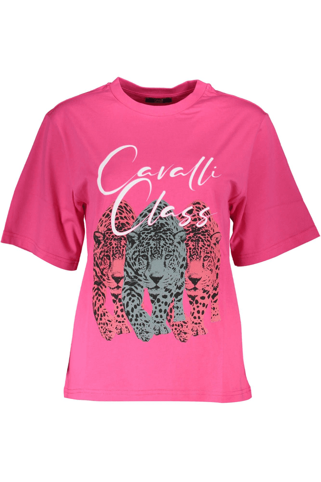 4098CAVALLI CLASS T-SHIRT MANICHE CORTE DONNA ROSA