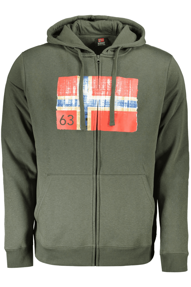 10133NORWAY 1963 FELPA CON ZIP UOMO VERDE