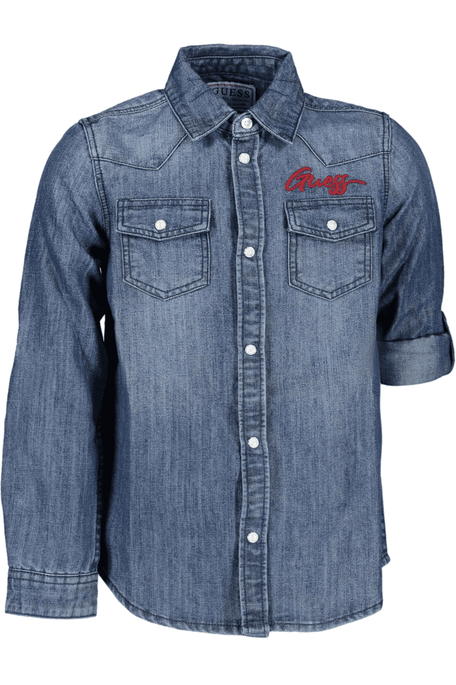 8110GUESS JEANS CAMICIA MANICHE LUNGHE BAMBINA BLU