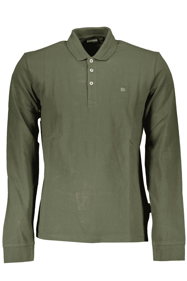 5645NAPAPIJRI POLO MANICHE LUNGHE UOMO VERDE