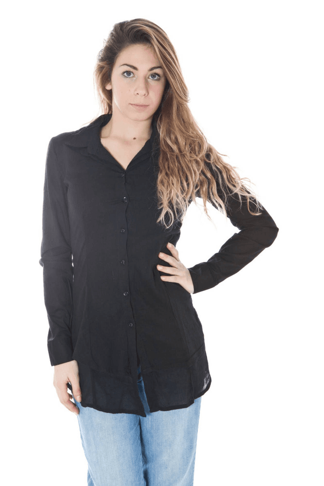 146DENNY ROSE CAMICIA MANICHE LUNGHE DONNA NERO