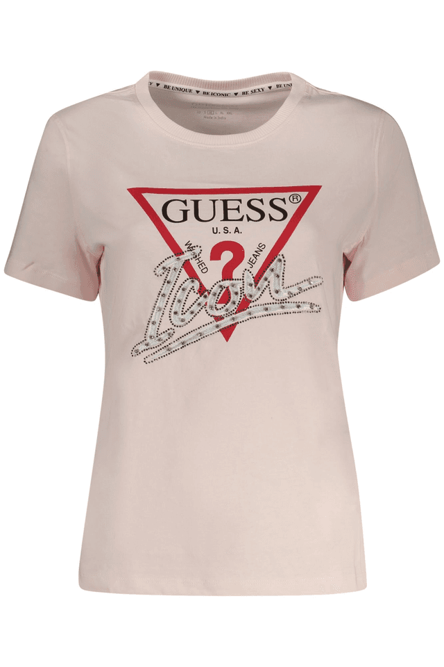 10604GUESS JEANS T-SHIRT MANICHE CORTE DONNA ROSA