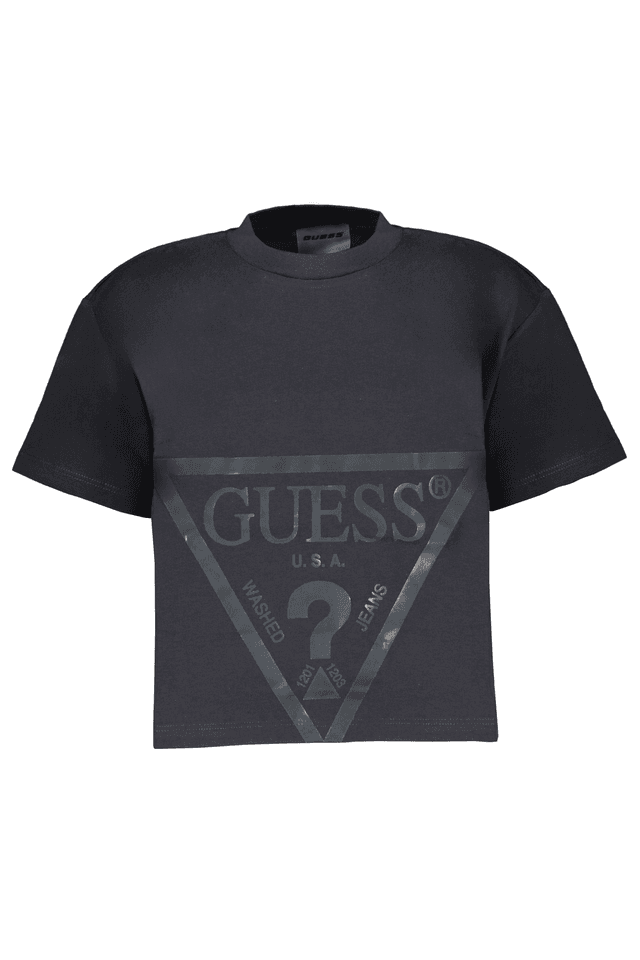8108GUESS JEANS T-SHIRT MANICHE CORTE BAMBINA NERO