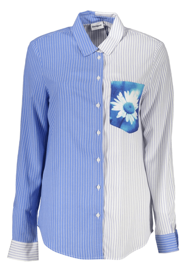 7050DESIGUAL CAMICIA MANICHE LUNGHE DONNA AZZURRO