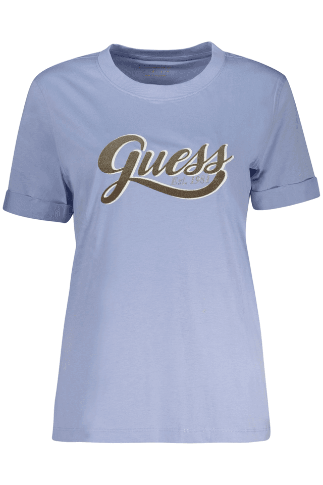 10581GUESS JEANS T-SHIRT MANICHE CORTE DONNA AZZURRO