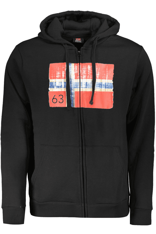 10121NORWAY 1963 FELPA CON ZIP UOMO NERO