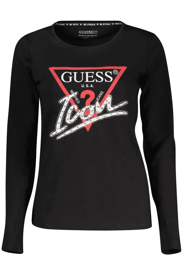 10632GUESS JEANS T-SHIRT MANICHE CORTE DONNA NERO