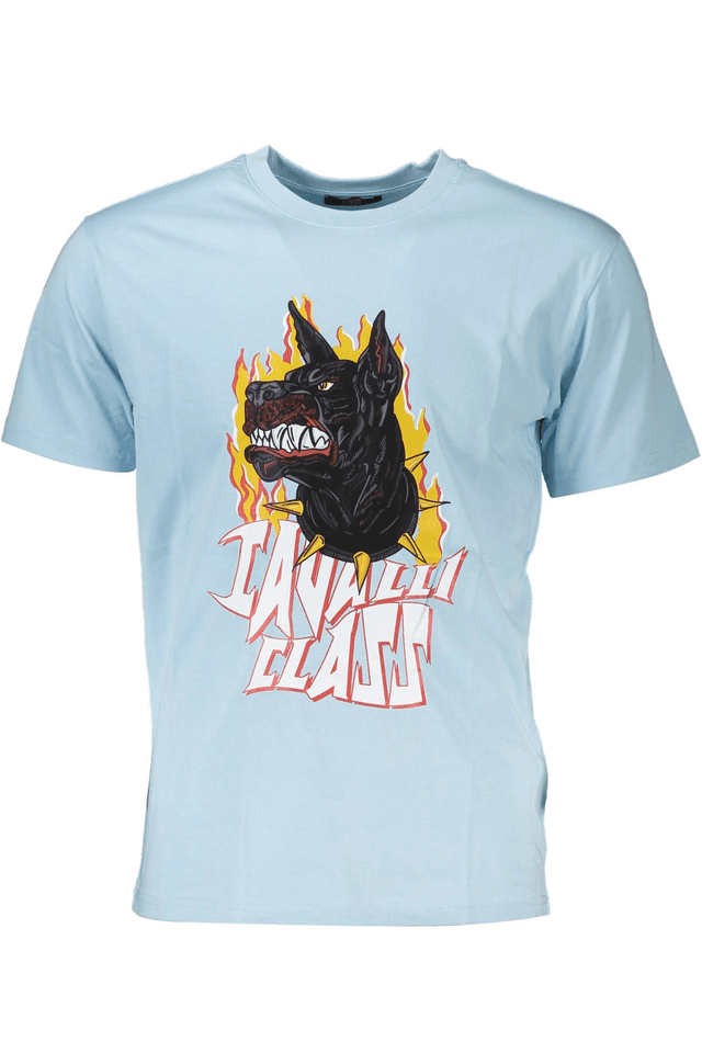 4162CAVALLI CLASS T-SHIRT MANICHE CORTE UOMO AZZURRO