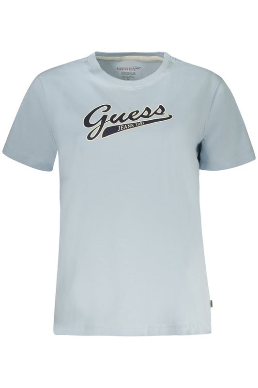 GUESS JEANS T-SHIRT MANICHE CORTE DONNA AZZURRO