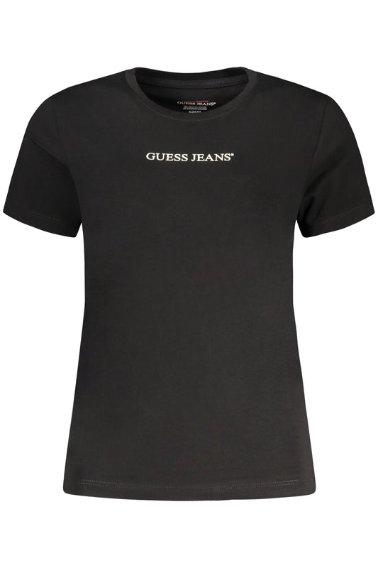 GUESS JEANS T-SHIRT MANICHE CORTE DONNA NERO