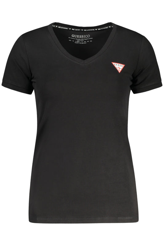 GUESS JEANS T-SHIRT MANICHE CORTE DONNA NERO