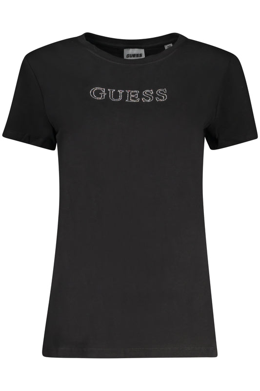 GUESS JEANS T-SHIRT MANICHE CORTE DONNA NERO