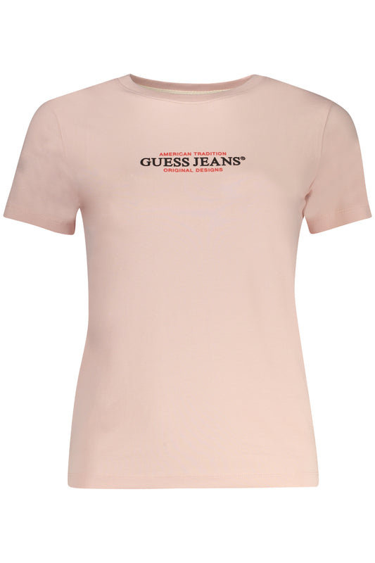 GUESS JEANS T-SHIRT MANICHE CORTE DONNA ROSA